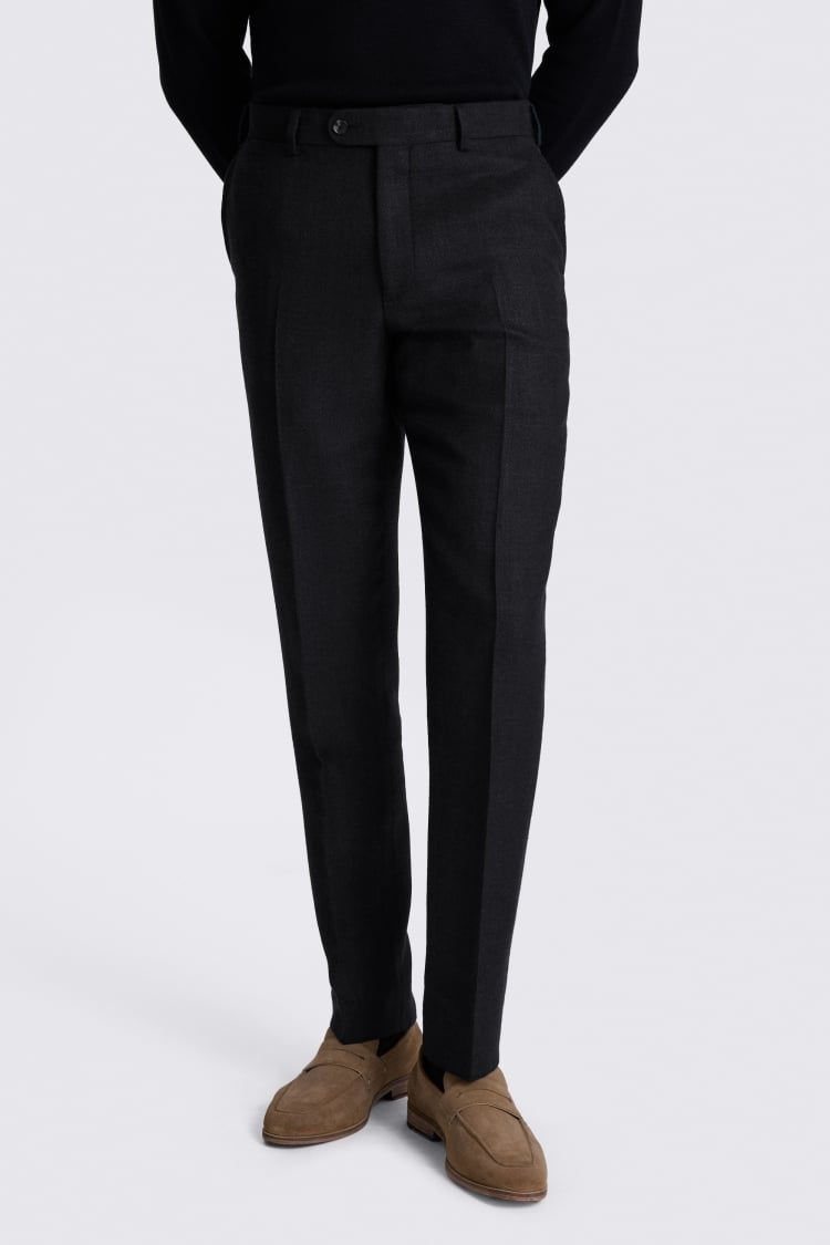 Italian Tailored Fit Black Twill Trousers