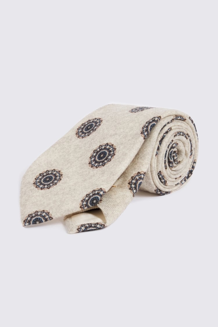 Bottinelli Neutral Wool Medallion Tie
