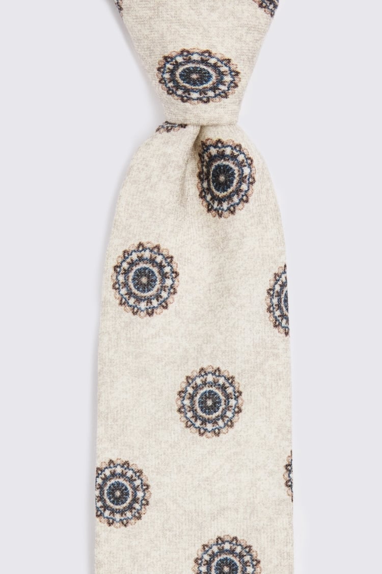 Bottinelli Neutral Wool Medallion Tie