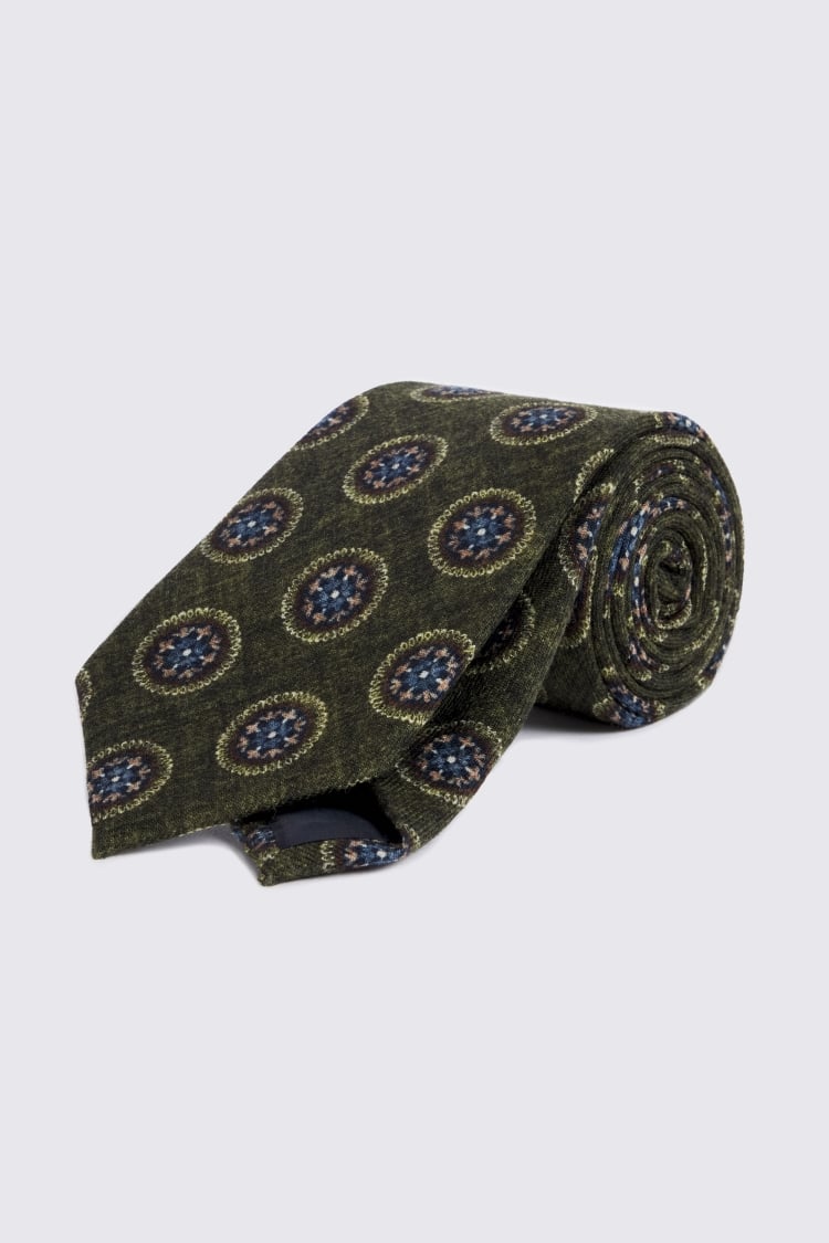 Bottinelli Dark Green Wool Medallion Tie