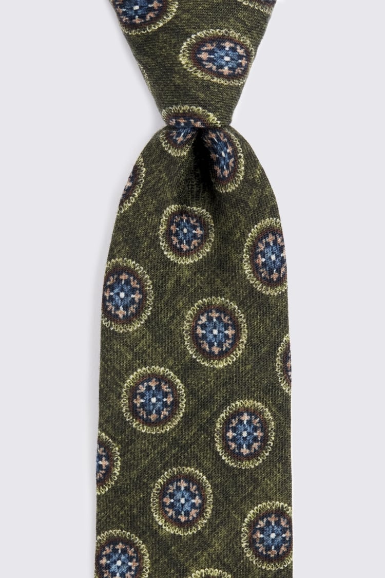 Bottinelli Dark Green Wool Medallion Tie