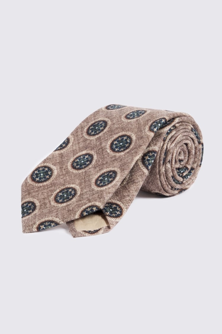 Bottinelli Taupe Wool Medallion Tie