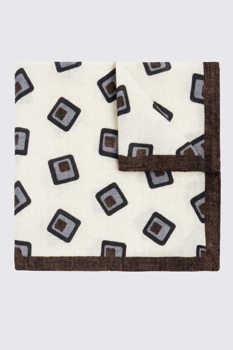 Bottinelli Cream Wool Square Pocket Square