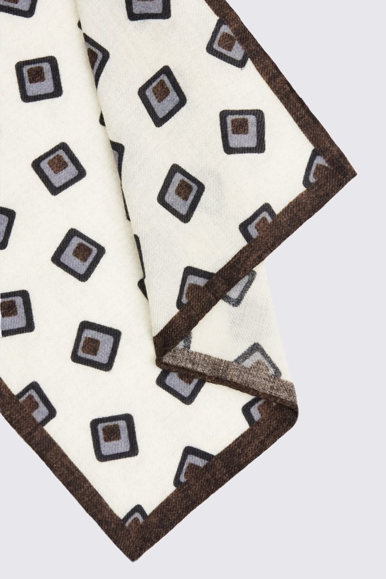 Bottinelli Cream Wool Square Pocket Square