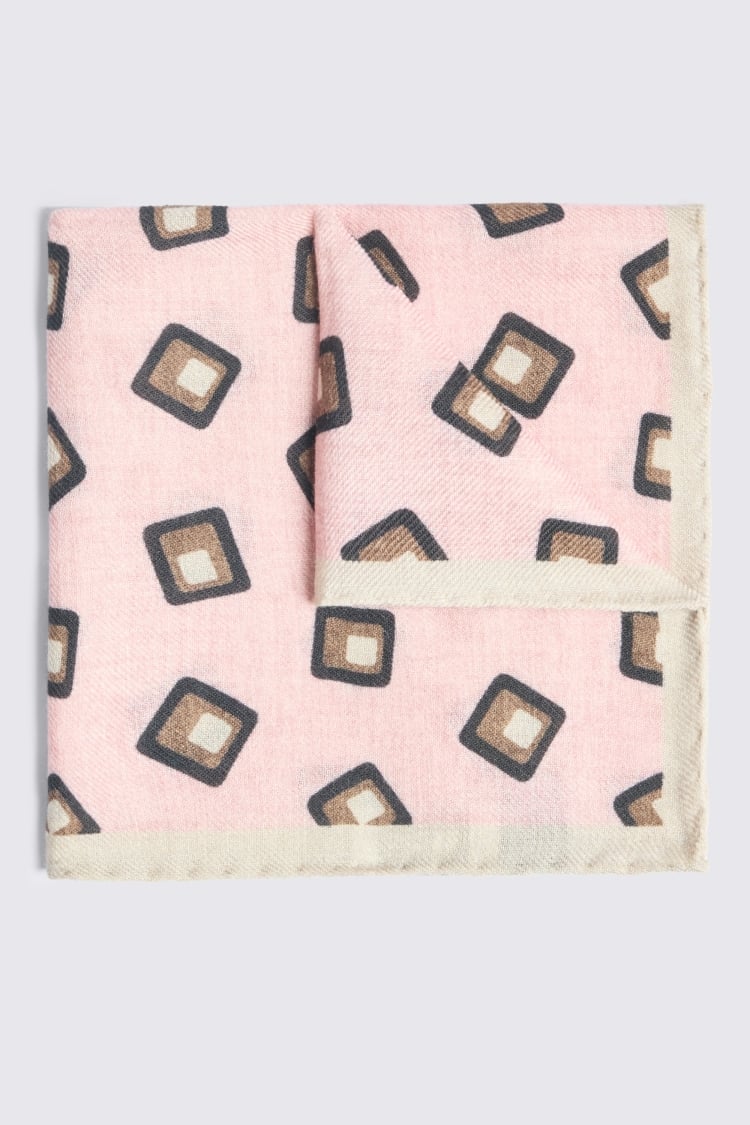 Bottinelli Pink Wool Square Pocket Square