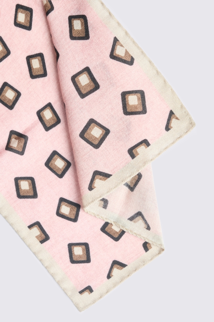 Bottinelli Pink Wool Square Pocket Square