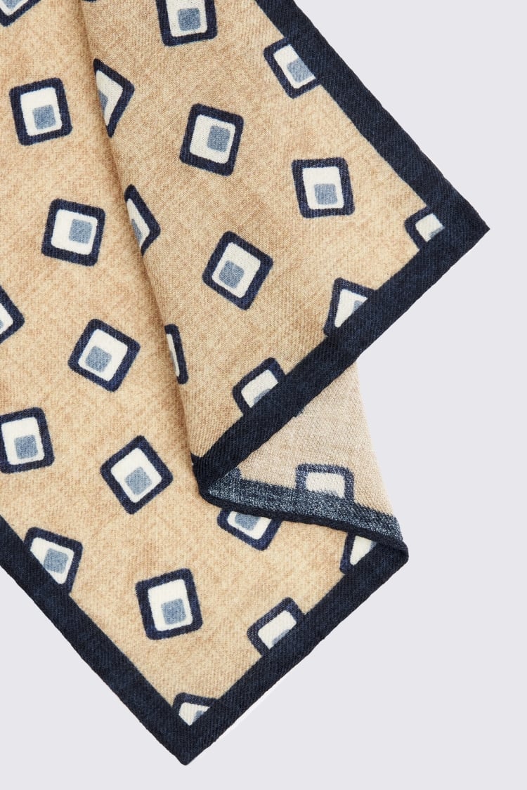 Bottinelli Beige Wool Square Pocket Square