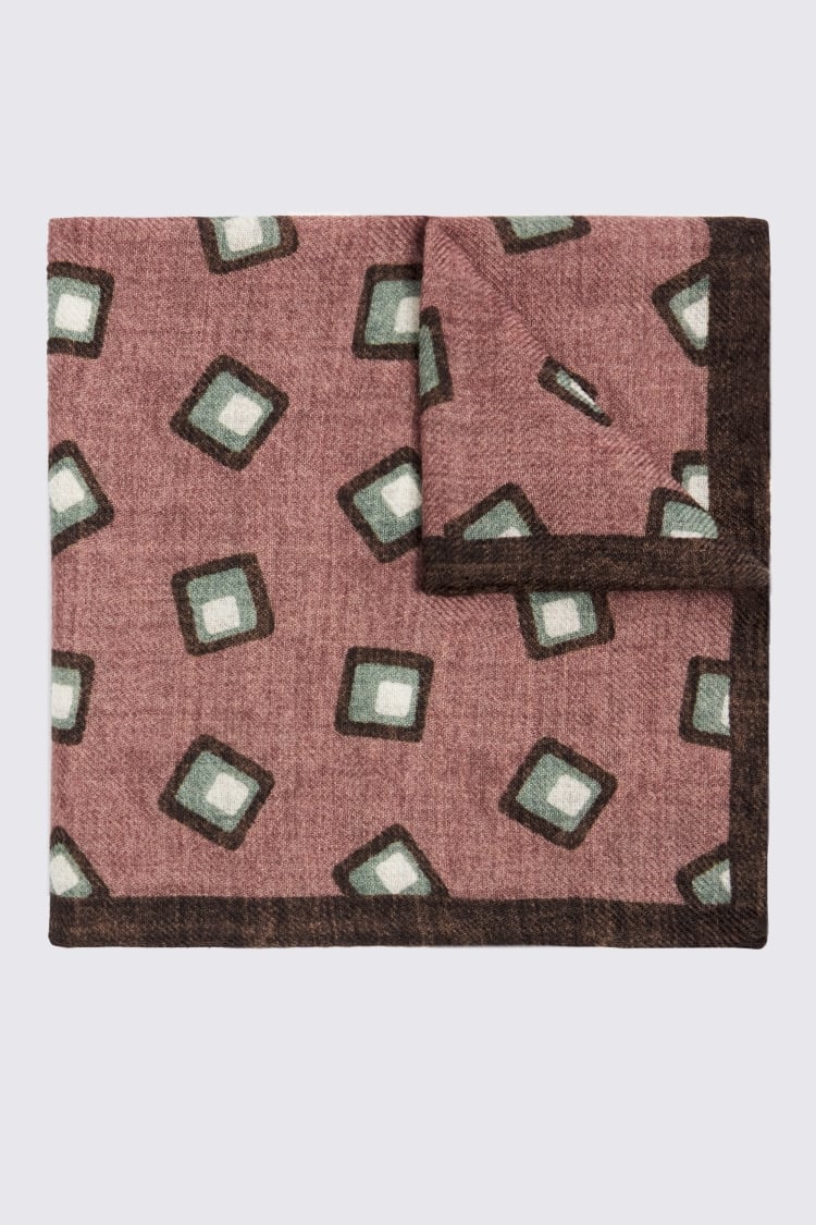 Bottinelli Dusty Pink Wool Square Pocket Square