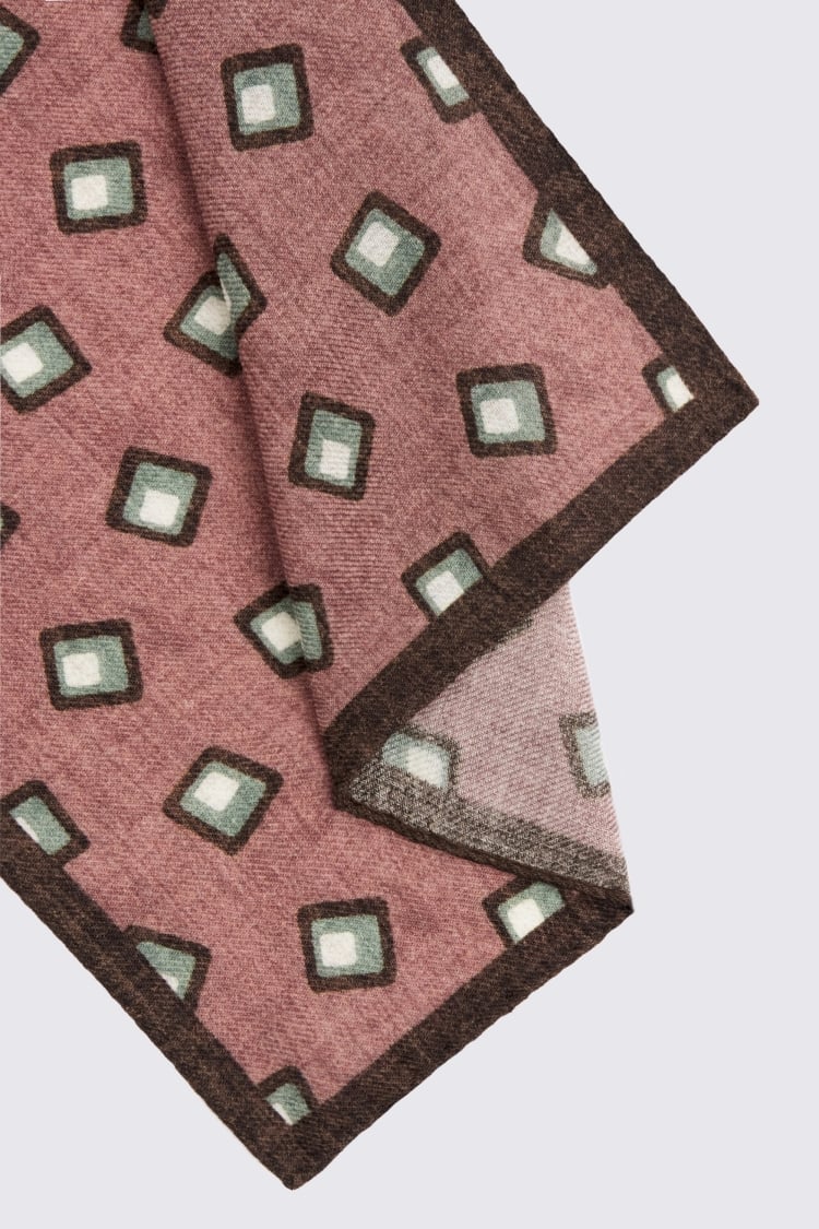 Bottinelli Dusty Pink Wool Square Pocket Square