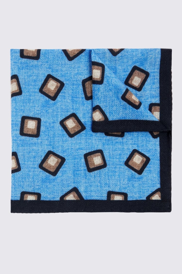 Bottinelli Blue Wool Square Pocket Square