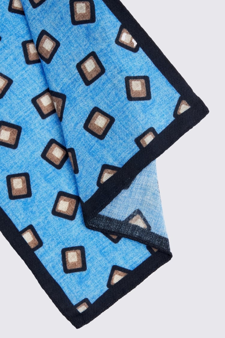 Bottinelli Blue Wool Square Pocket Square