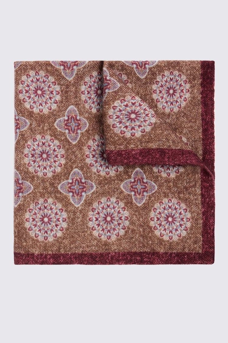 Bottinelli Raspberry Double Faced Wool Pocket Square