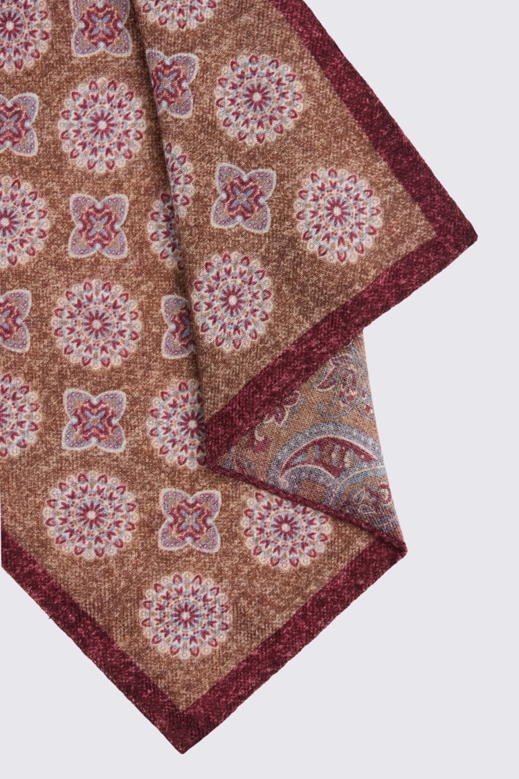 Bottinelli Raspberry Double Faced Wool Pocket Square