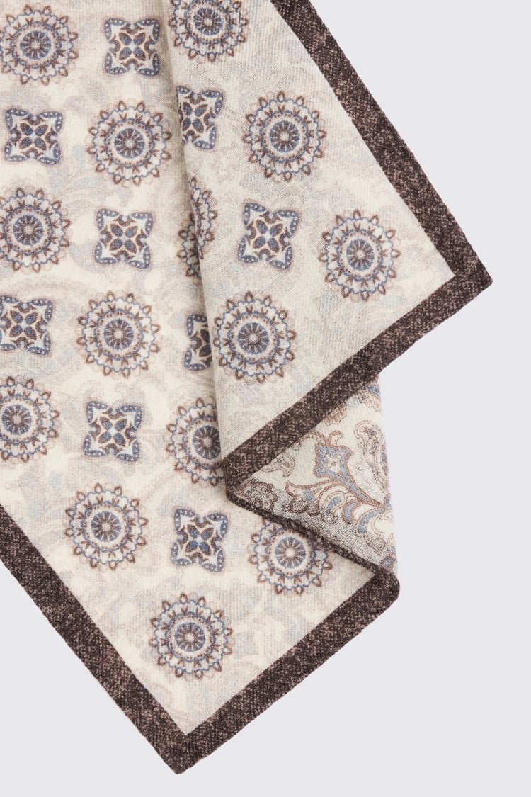 Bottinelli Chocolate Double Faced Wool Pocket Square