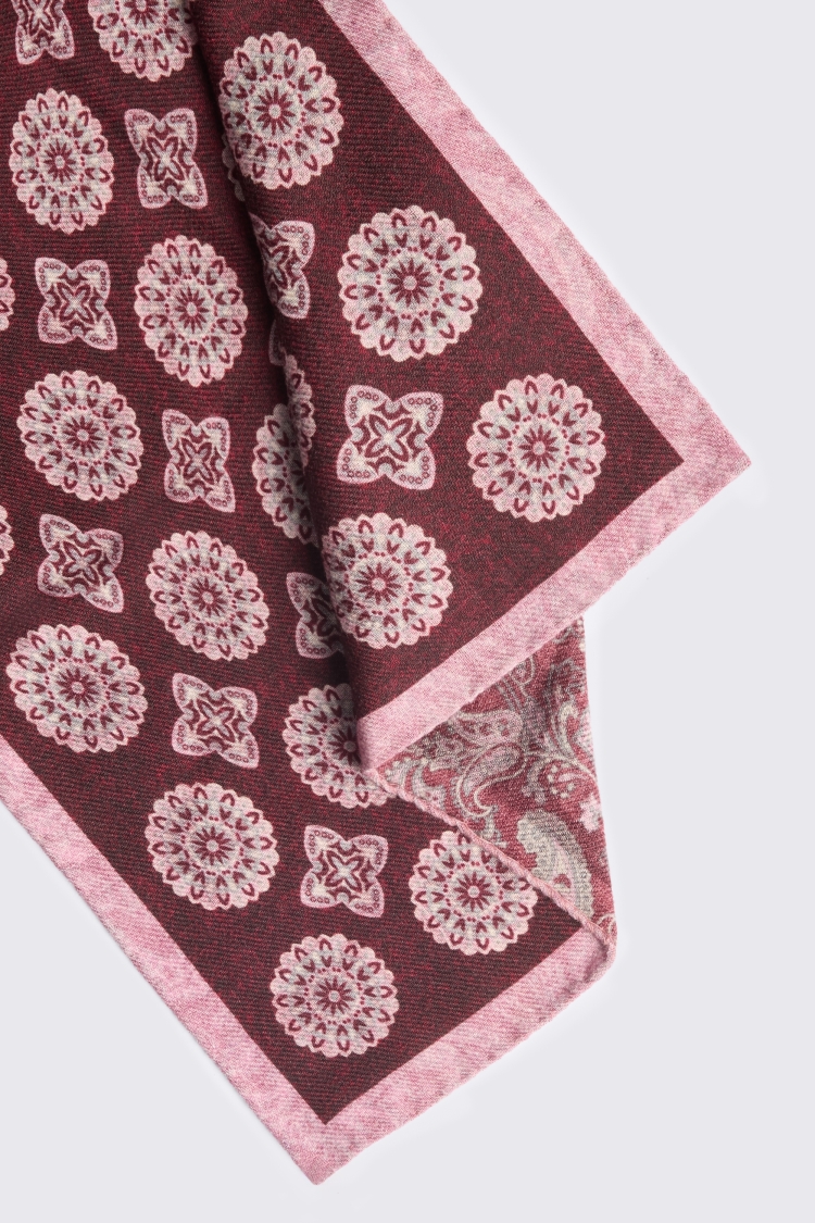 Bottinelli Burgundy Double Faced Wool Pocket Square