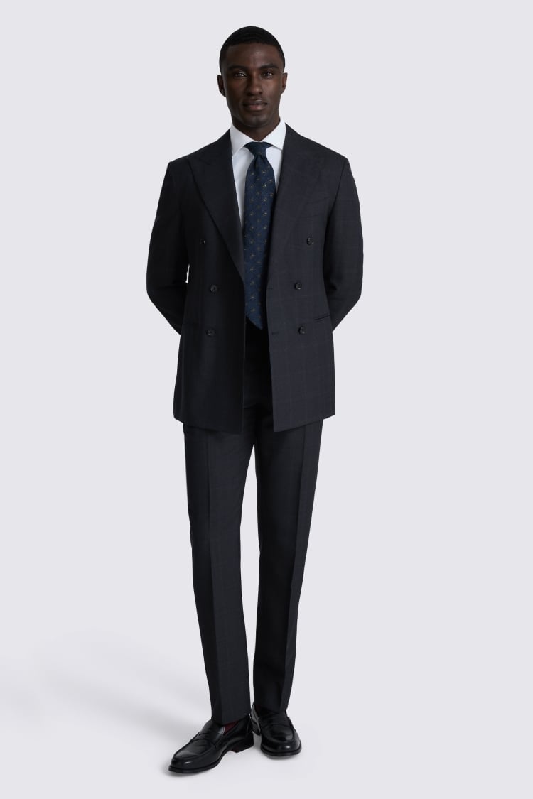 Italian Tailored Fit Navy Check Suit