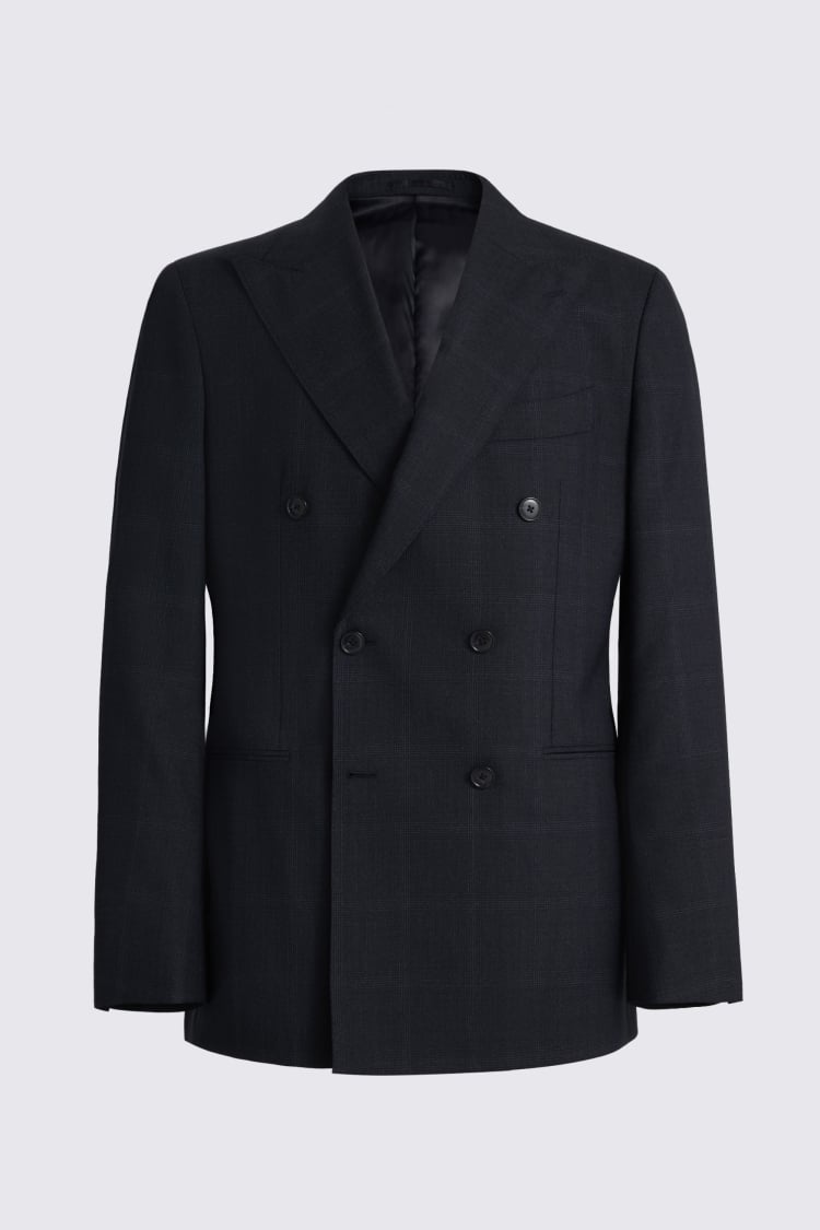 Italian Tailored Fit Navy Check Jacket