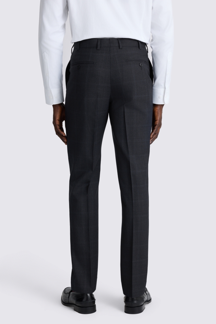 Italian Tailored Fit Navy Check Trousers