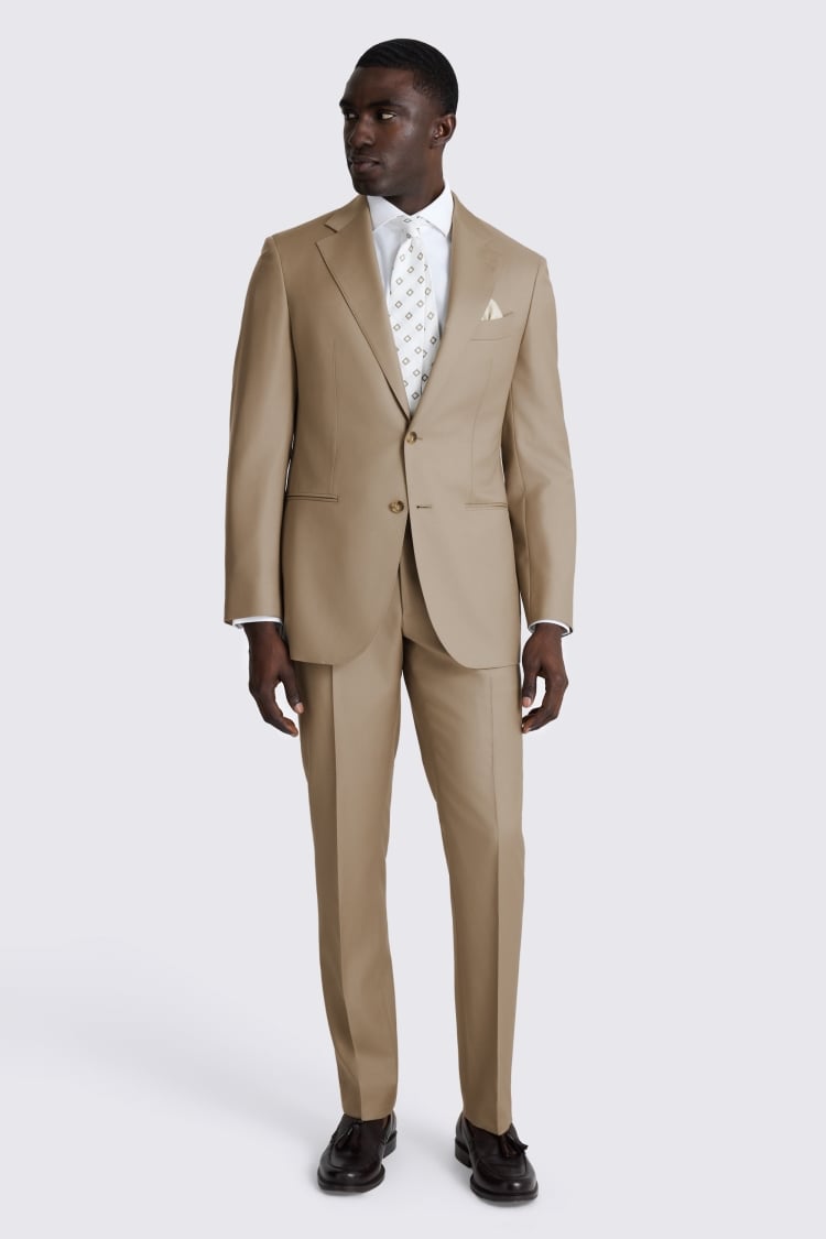 Italian Tailored Fit Taupe Twill Suit