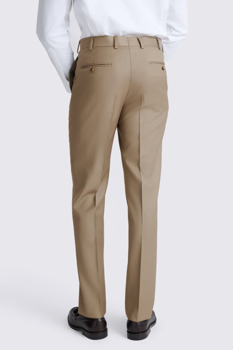 Italian Tailored Fit Taupe Twill Trousers