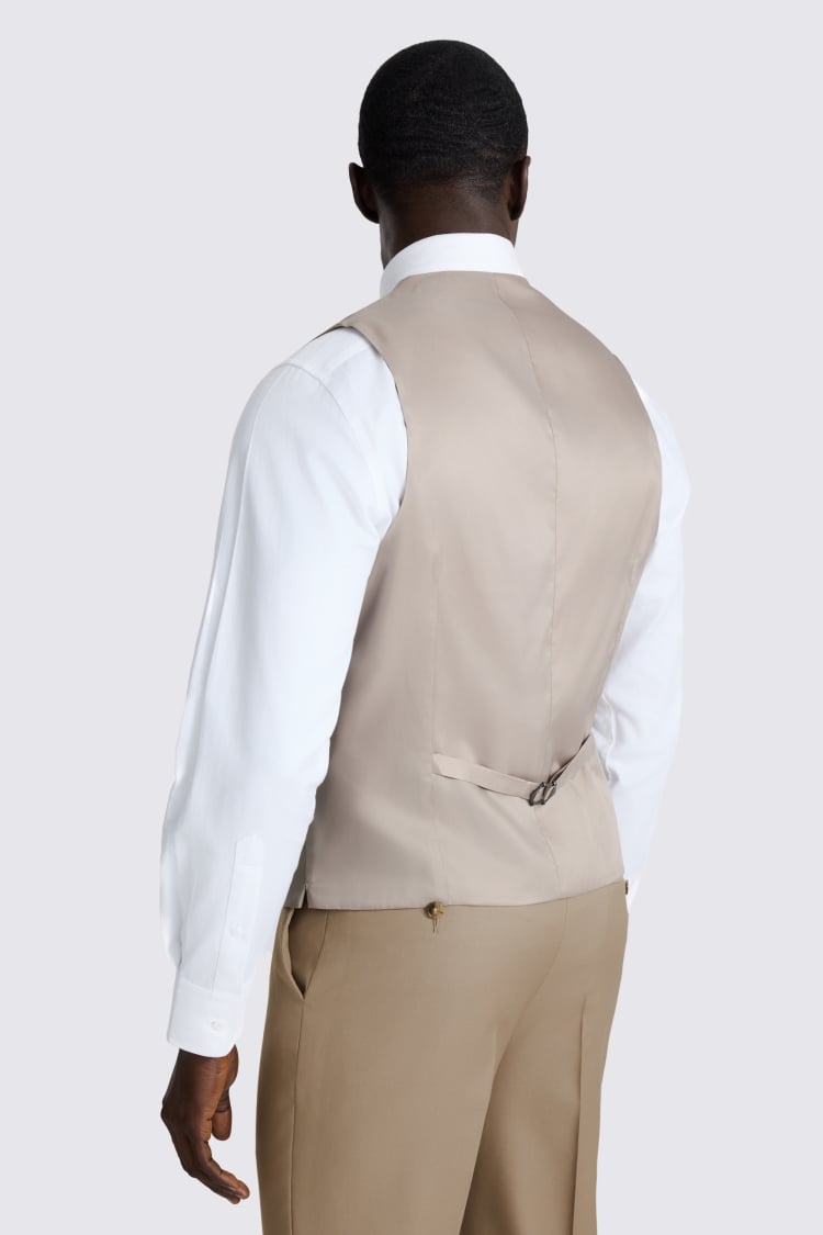 Italian Tailored Fit Taupe Twill Waistcoat