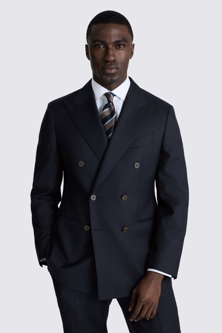 Italian Tailored Fit Navy Twill Jacket