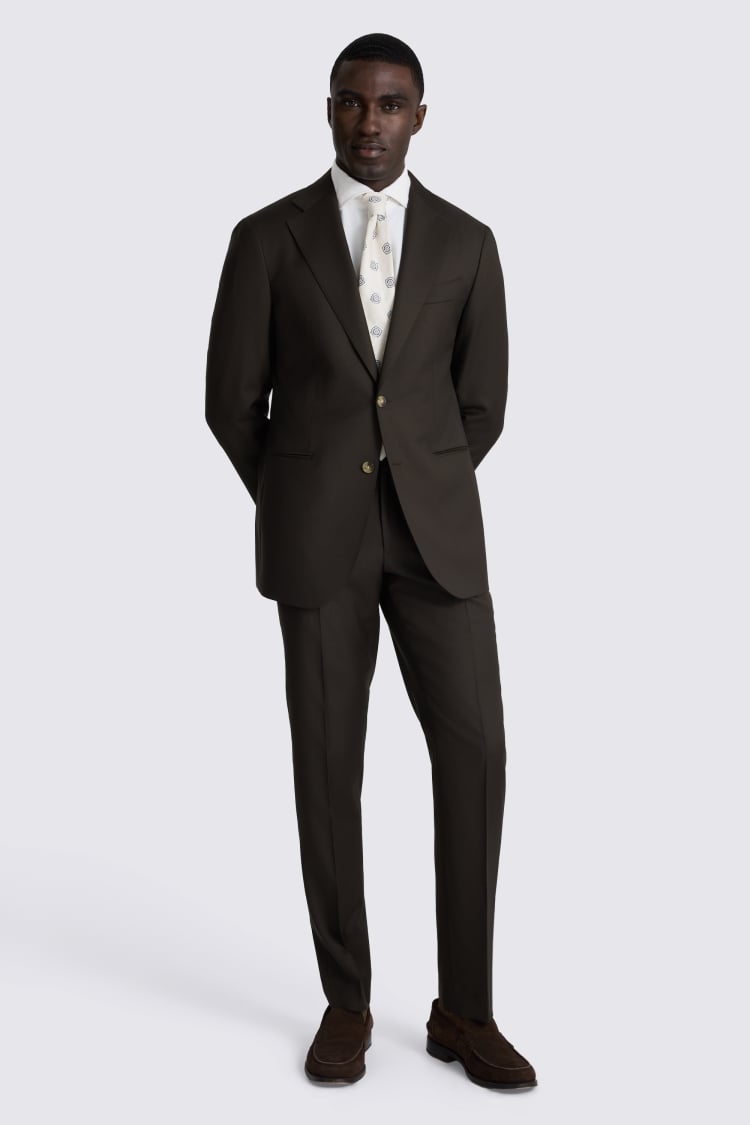 Italian Tailored Fit Brown Twill Suit