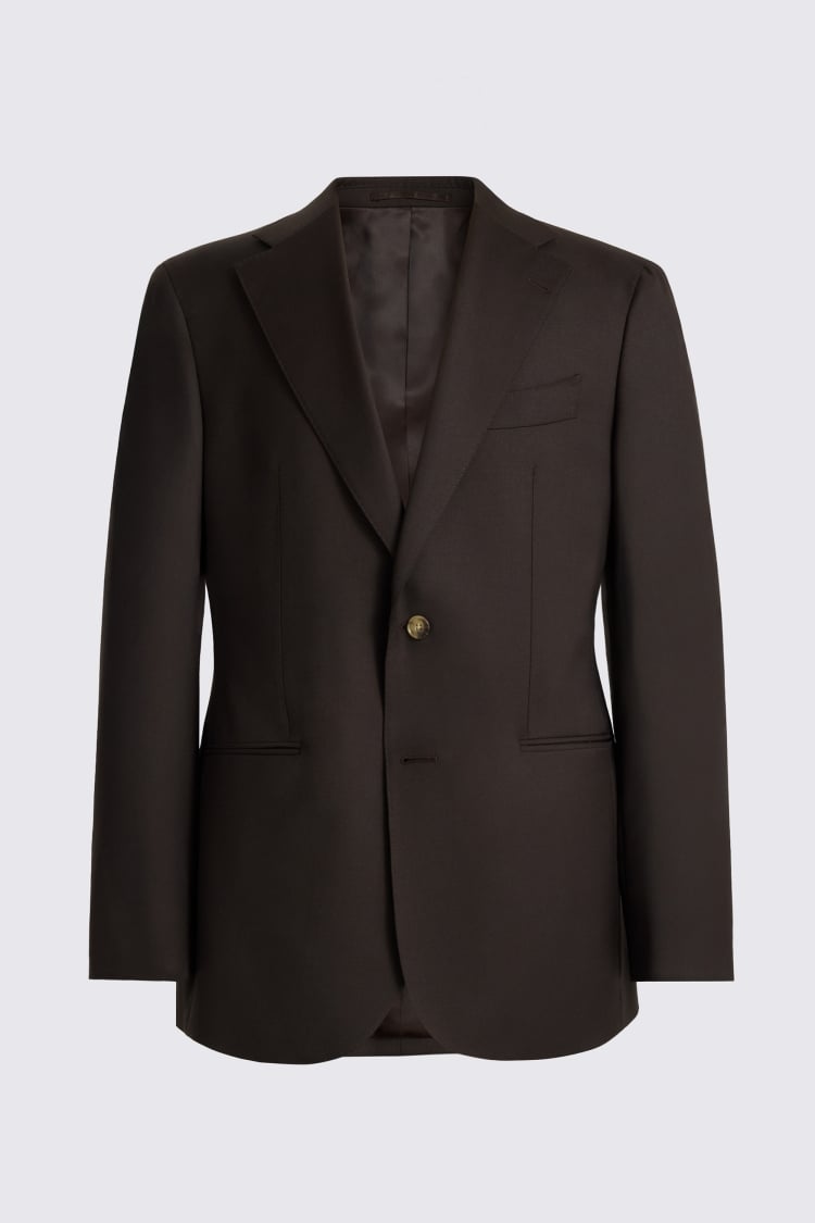 Italian Tailored Fit Brown Twill Jacket