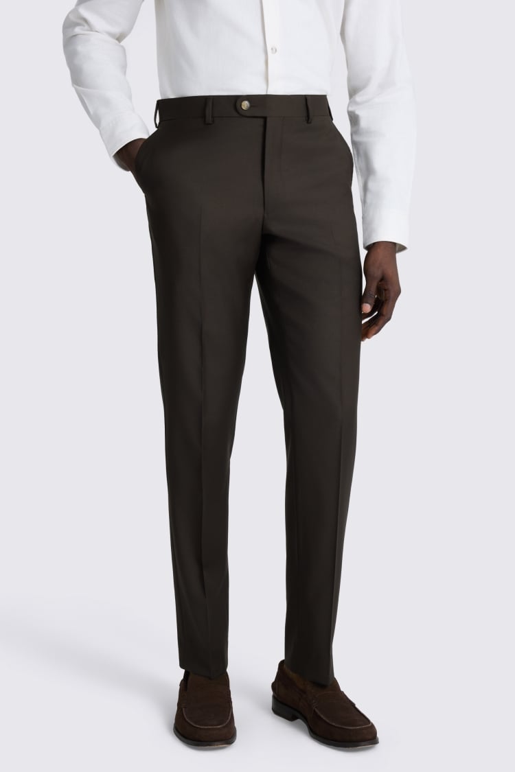 Italian Tailored Fit Brown Twill Trousers