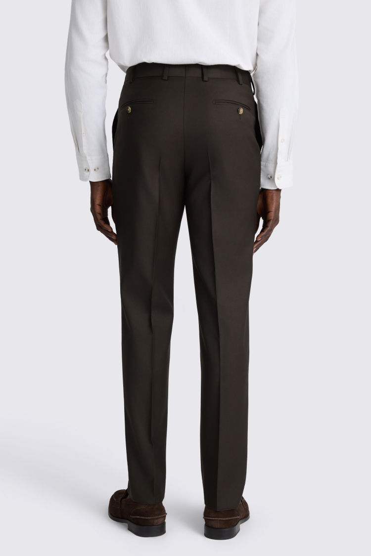 Italian Tailored Fit Brown Twill Trousers