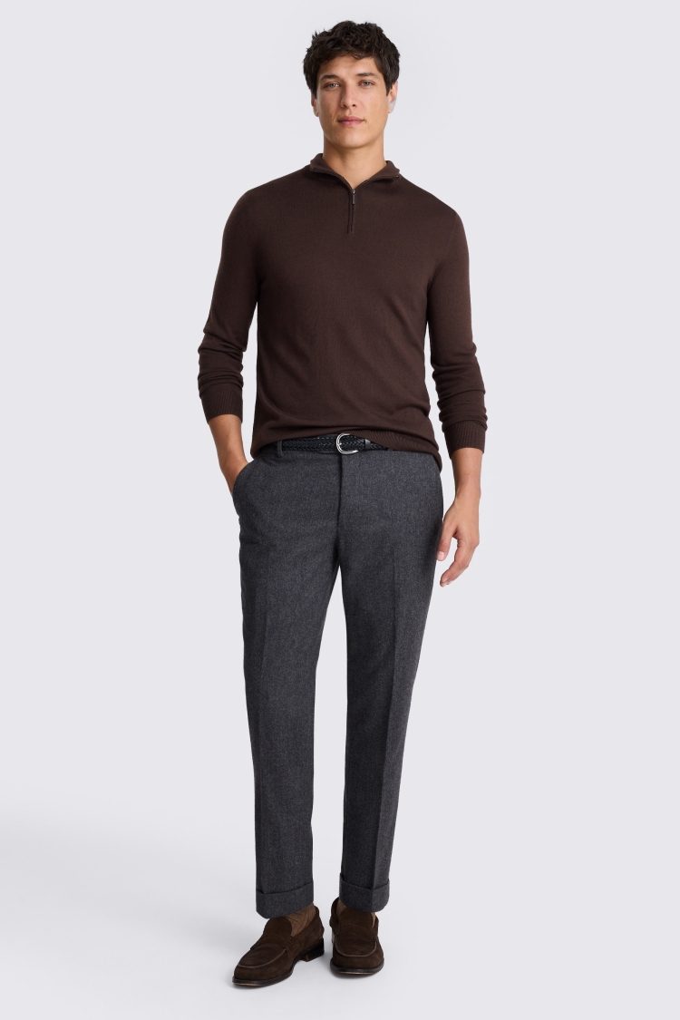 Dark Plum Merino Zip-Neck Jumper