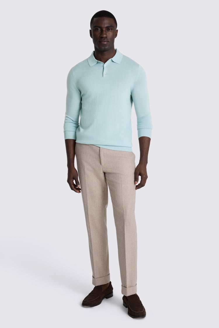 Aqua Merino Polo Shirt