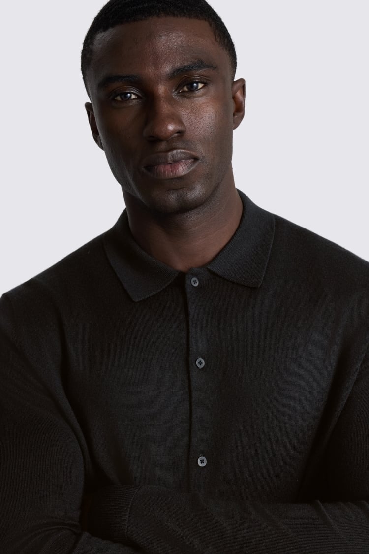 Black Merino Button Through Shirt