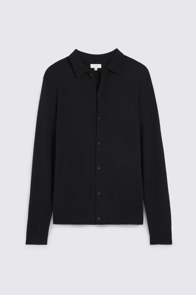 Black Merino Button Through Shirt