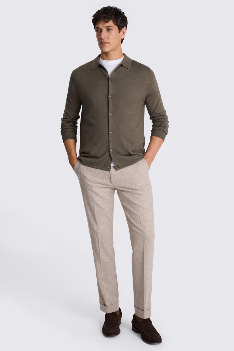 Dark Taupe Merino-Blend Shirt