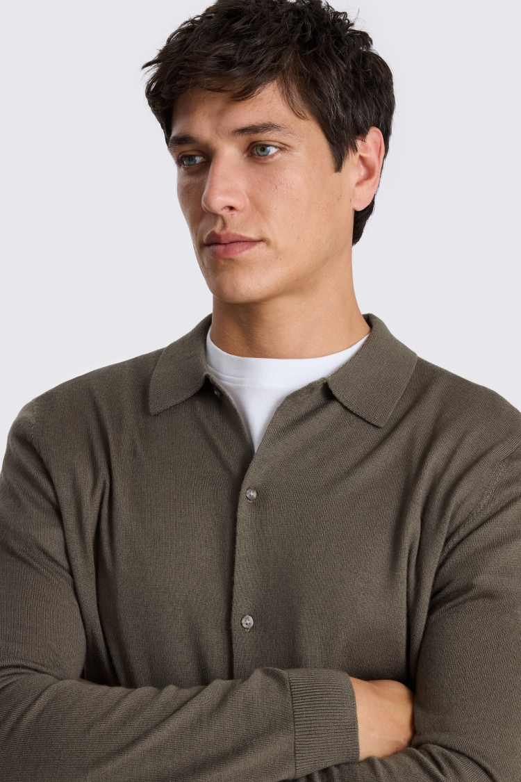 Dark Taupe Merino-Blend Shirt