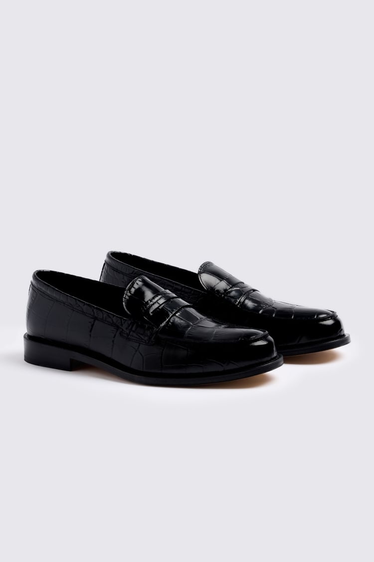 Black Croc Loafer
