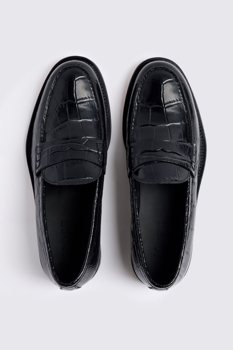 Black Croc Loafers