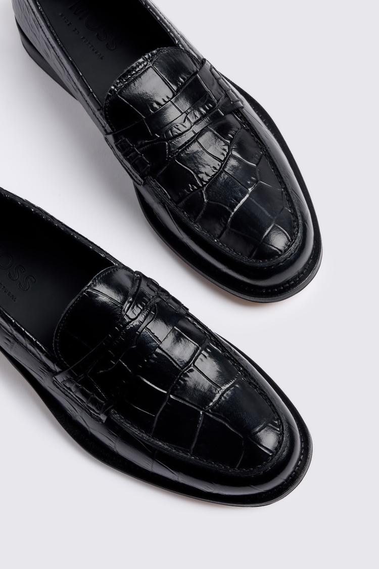 Black Croc Loafers