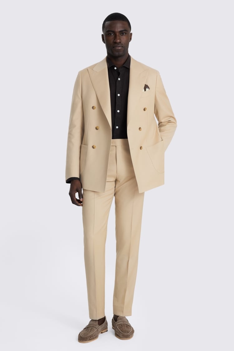 Italian Tailored Fit Latte Twill Suit