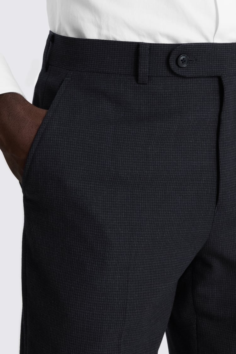Regular Fit Navy Puppytooth Trousers