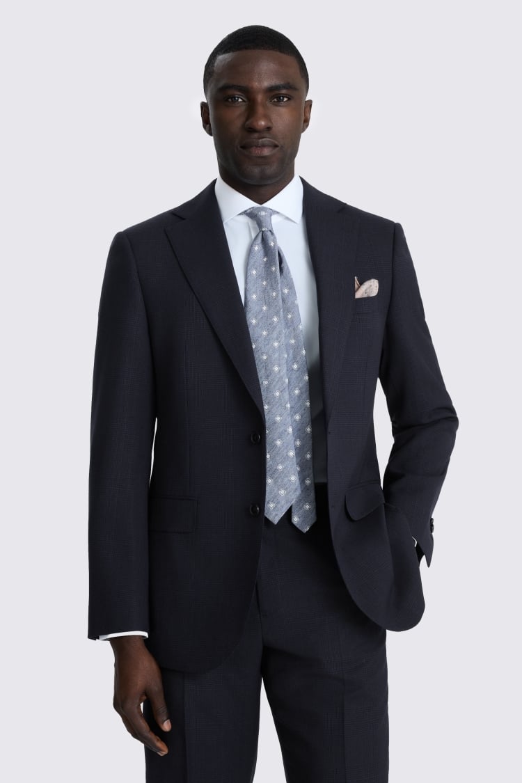 Regular Fit Navy Check Suit