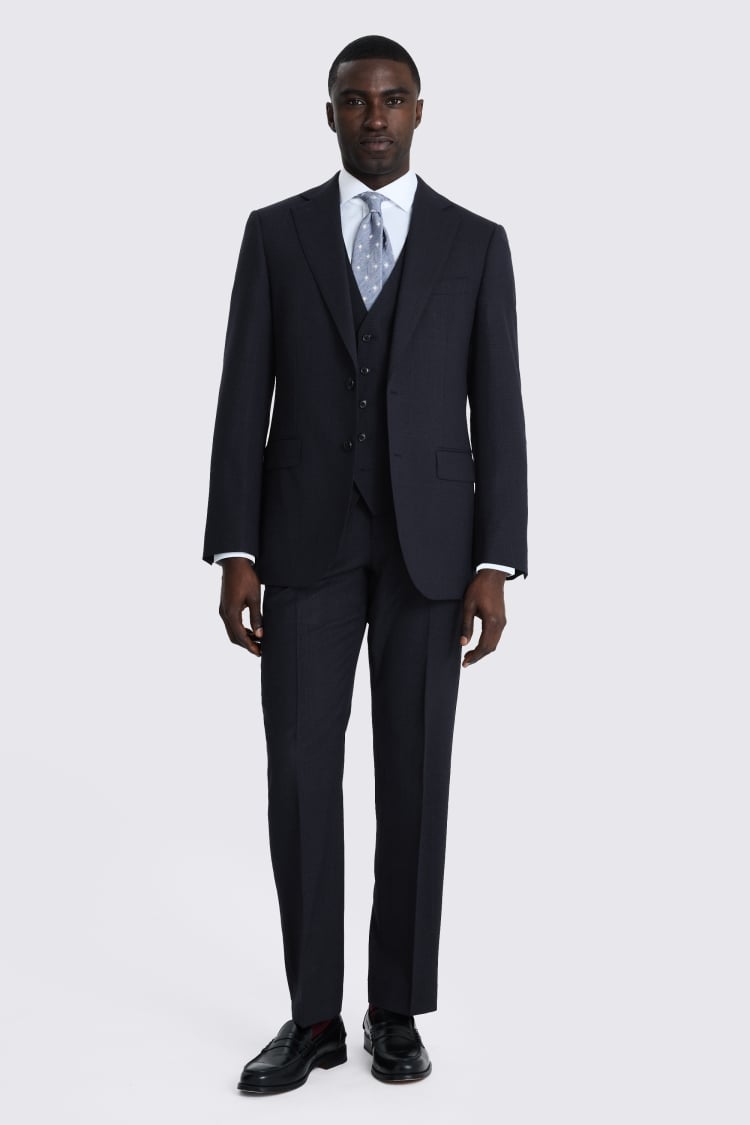 Regular Fit Navy Check Suit