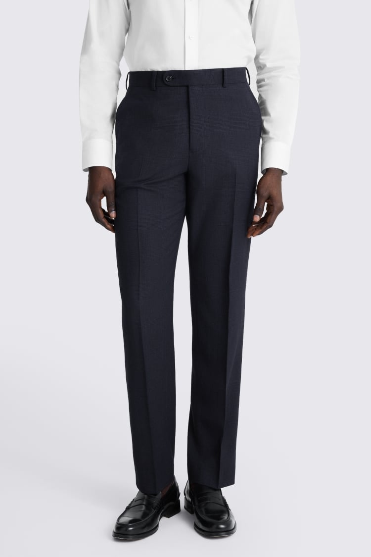 Regular Fit Navy Check Trousers
