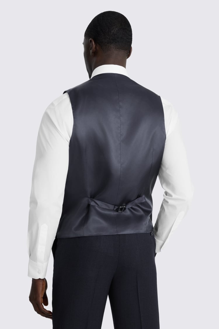 Regular Fit Navy Check Waistcoat