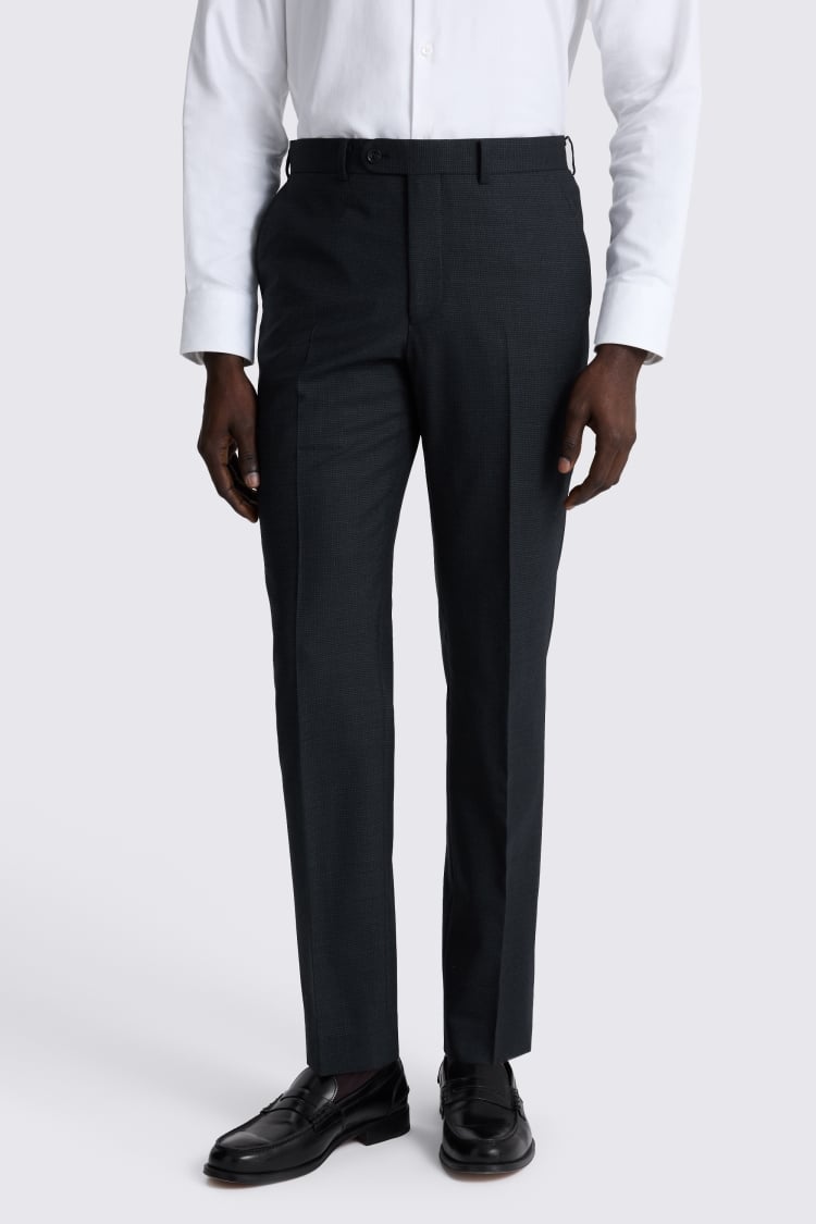 Performance Tailored Fit Navy Puppytooth Trouser