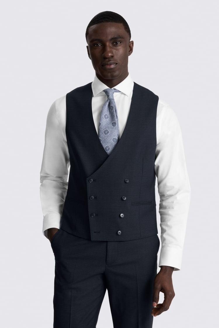 Perfomance Tailored Navy Puppytooth Waistcoat