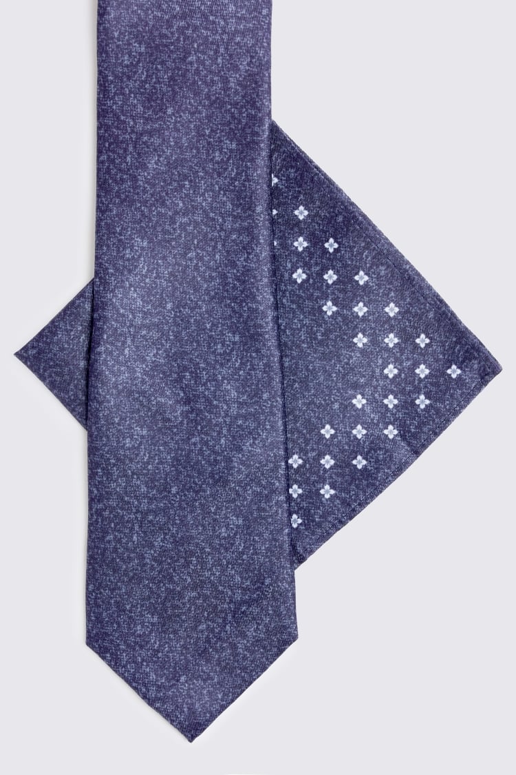 Navy Tie & Pocket Square Set