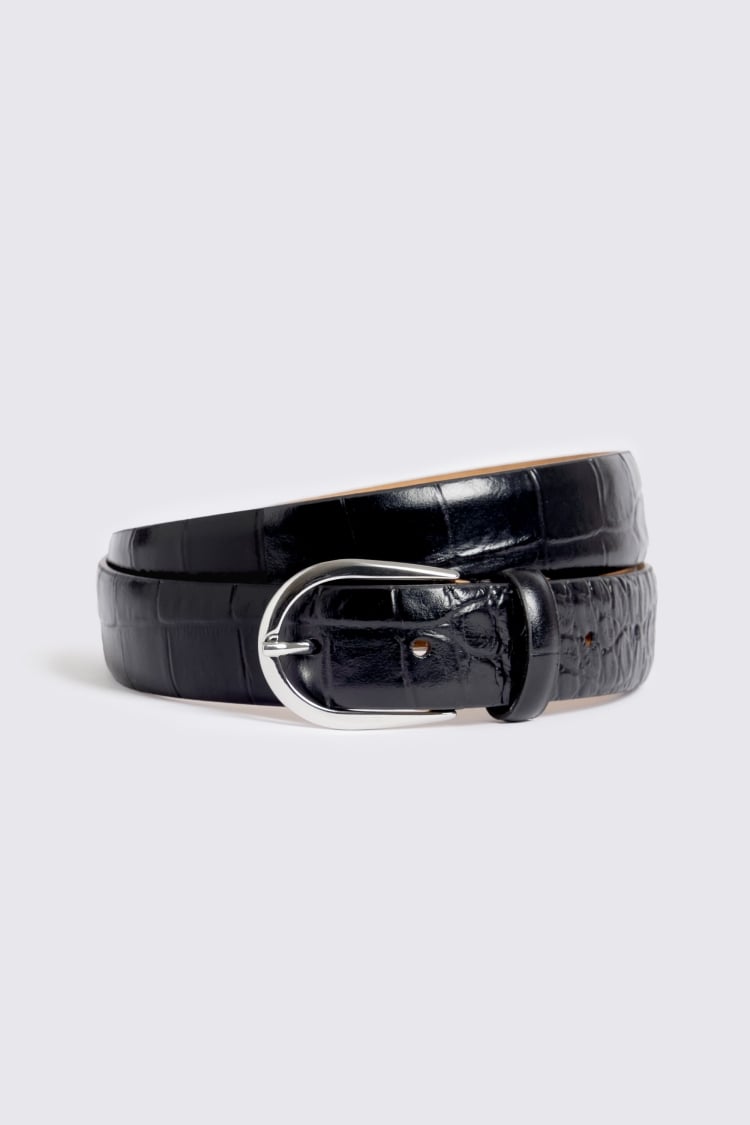 Italian Black Croc Belt