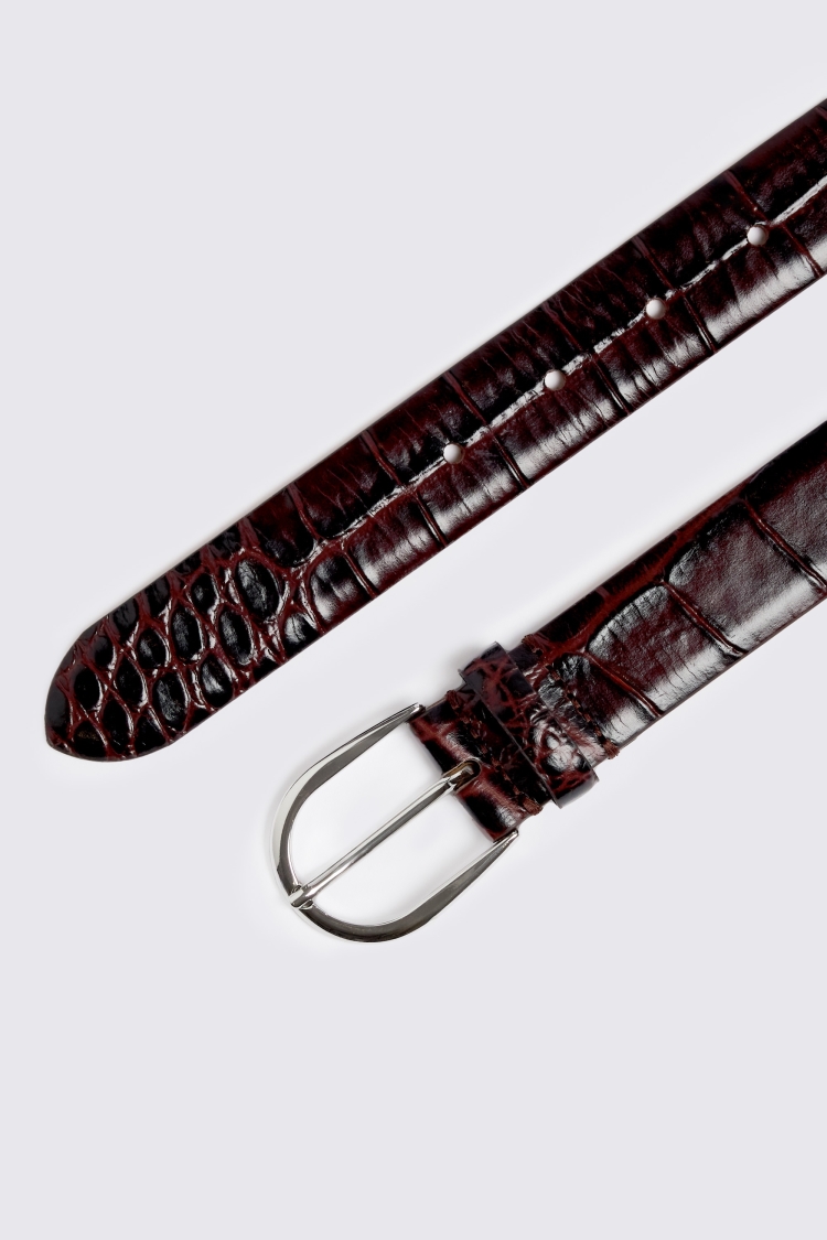 Italian Oxblood Croc Belt